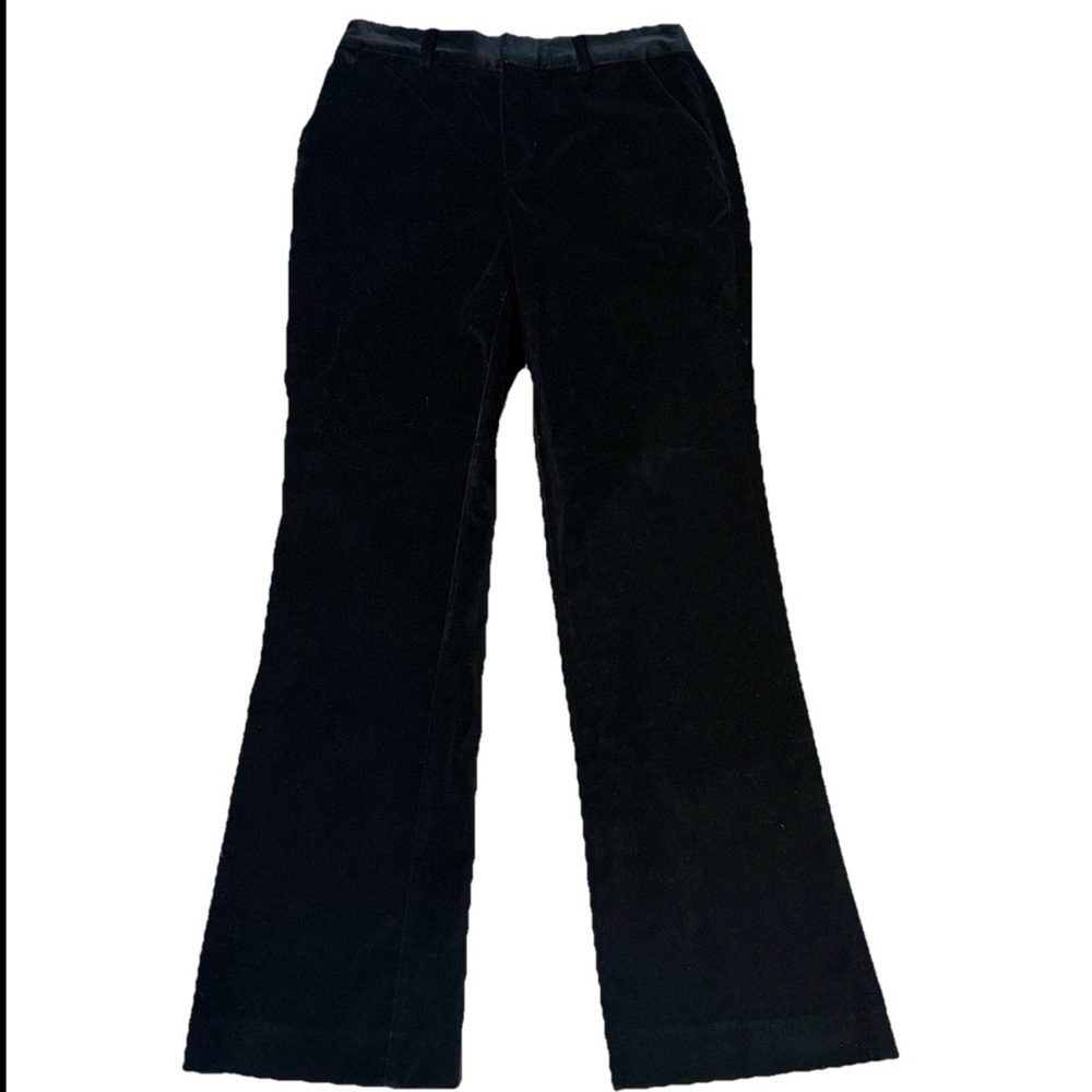 Cinq a Sept Women 0 Dark Jet Black Velvet Straight Pants 26x30” Quiet Luxury Mob